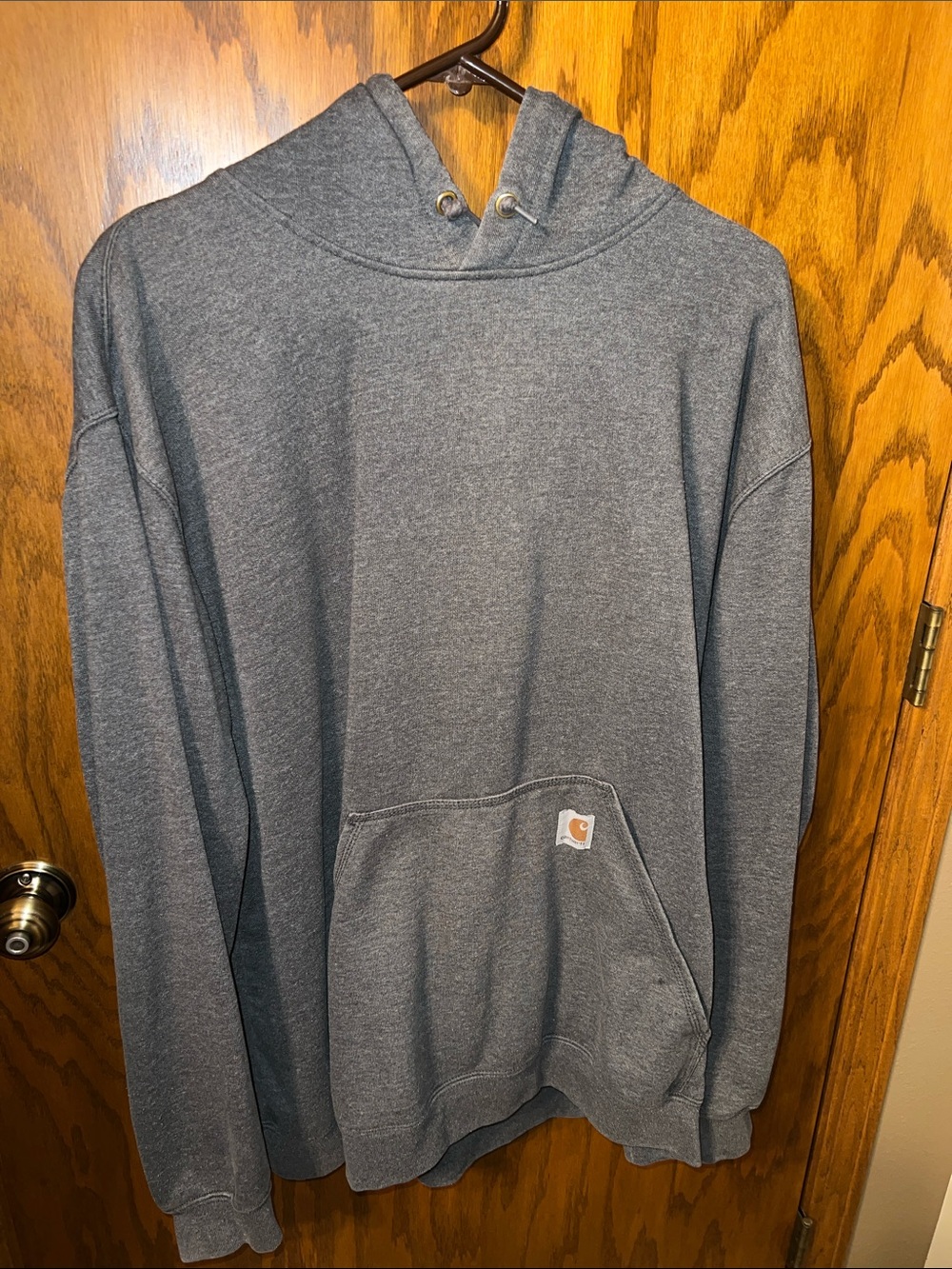 Carhartt Men's Heather Gray Hooded Sweatshirt with Pocket Logo